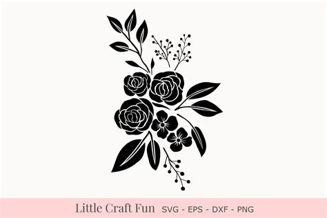 Rose Flowers Silhouette Svg, Rose Florals Silhouette Svg (99364) | SVGs | Design Bundles