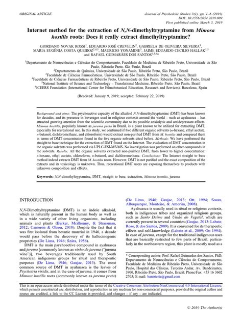 DMT Extraction Solvent Efficacy Paper | PDF | High Performance Liquid ...