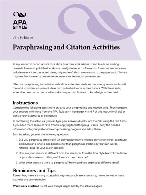 Effective Paraphrasing and Citation: An Instructional Guide | PDF ...