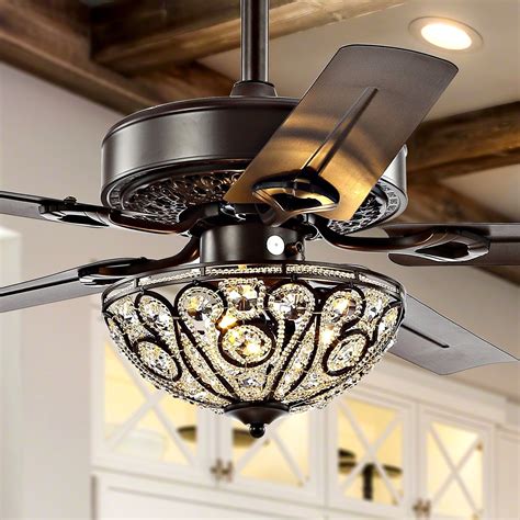 Ali 52" 3-Light Iron LED Ceiling Fan With Remote, by JONATHAN Y, Black ...