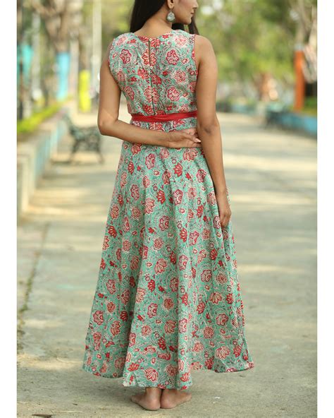 Floral ocean green flare dress by Bebaak | The Secret Label