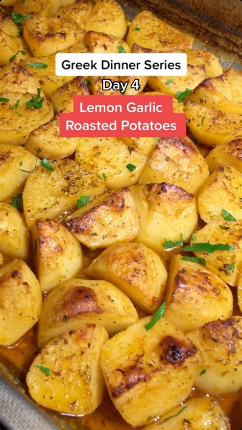 Greek Garlic Roasted Potatoes | Mediterranean recipes, Vegetable side ...