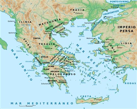 Mapa de Grecia Antigua - Mapa Físico, Geográfico, Político, turístico y Temático.