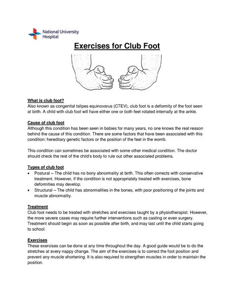 Exercises for club foot - Exercises for Club Foot What is club foot? Also known as congenital ...