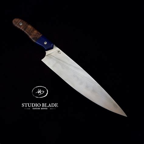 Carbon steel chef knife with differentially hardened blade - Studio Blade