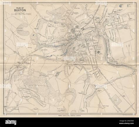 BUXTON vintage tourist town city plan. Derbyshire. WARD LOCK 1950 old ...