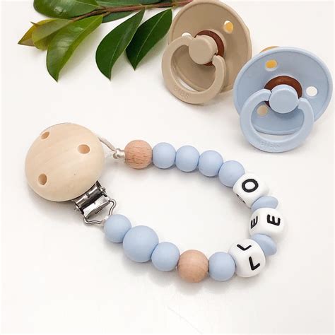 Personalised NAME Silicone Dummy Holder Clip - one.chew.three teething ...