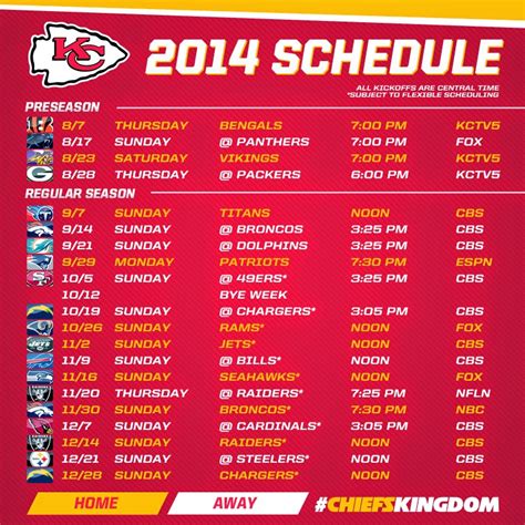 Call The Kansas City Chiefs Schedule!!!