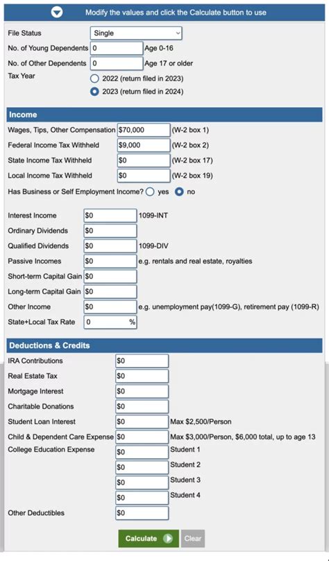 2023 Federal & Kansas State Income Tax Refund Calculator