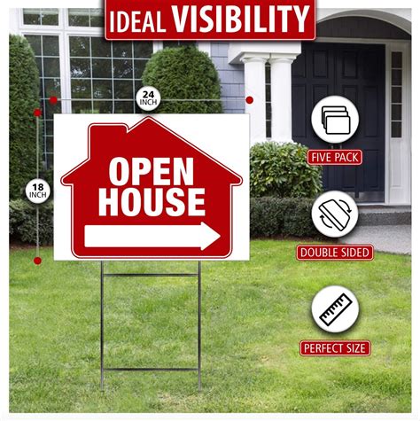 Open House Signs with Stakes (5 Pack) | SignHero