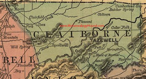 Claiborne County, Tennessee 1888 Map