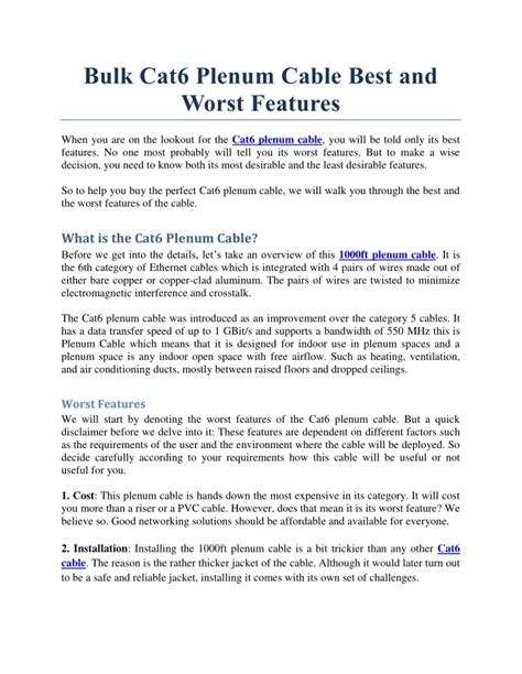 PPT - Bulk Cat6 Plenum Cable Best and Worst Features PowerPoint ...