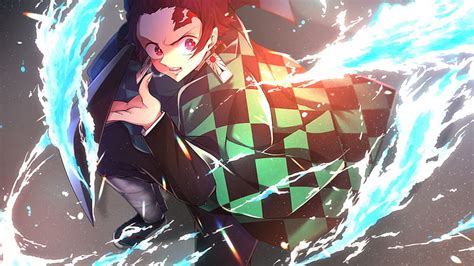 3840x2160px, 4K free download | Demon Slayer Tanjiro Kamado With Black ...