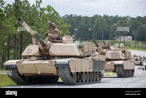 A group of U.S. Army M1A2 SEP V2 Abrams Tank, assigned to 3rd Squadron, 16th Calvary Regiment ...