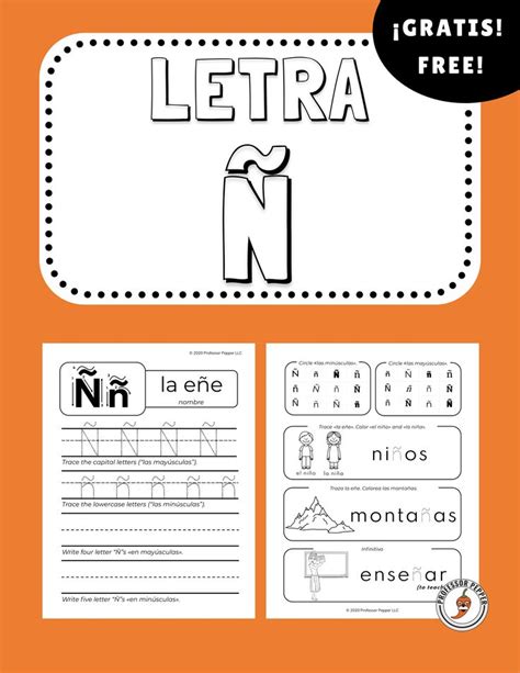 Free Spanish Letter Ñ Worksheet for PK or K