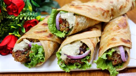 Seekh Kabab Paratha Roll Recipe | Kabab Paratha Roll Recipe By Tasty Food With Maria - YouTube