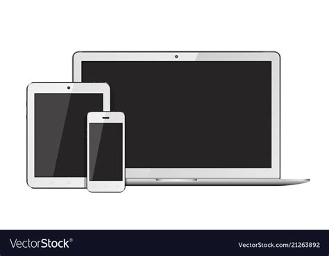 Open laptop smartphone and tablet pc template Vector Image