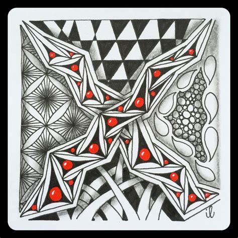 Touch of red | Doodle art designs, Zentangle, Pen doodles