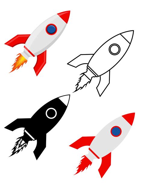 space rocket retro spaceship set flat icons vector illustration 494829 Vector Art at Vecteezy