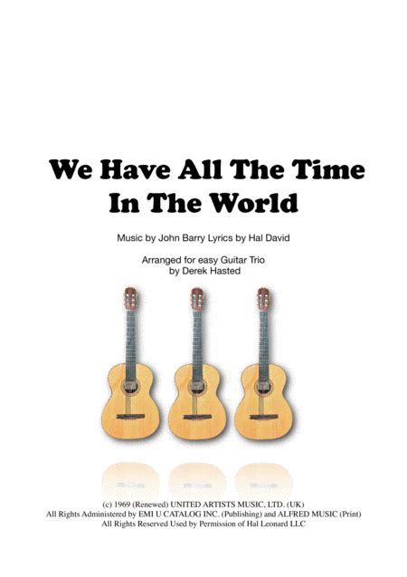 We Have All The Time In The World (arr. Derek Hasted) Sheet Music | John Barry | Guitar Ensemble