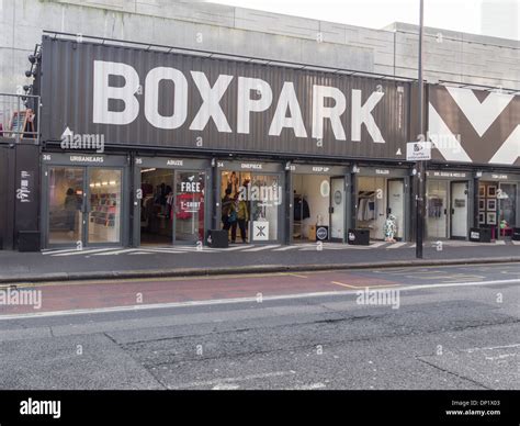 Boxpark "pop up" shops in Shoreditch High Street in east London Stock Photo - Alamy