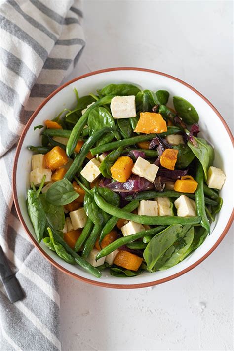 Roast Pumpkin Salad with Feta and Spinach - The Home Cook's Kitchen