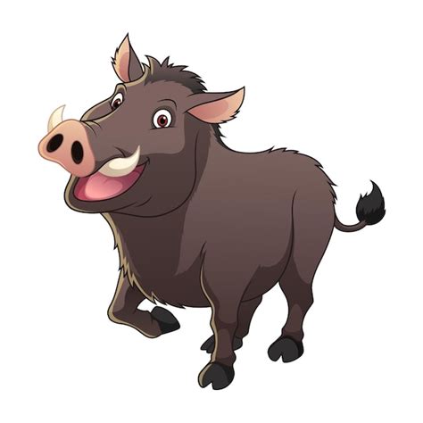 Premium Vector | Wild Boar Cartoon Animal Illustration