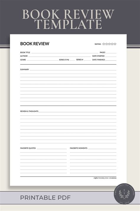 Book Review Template Printable Book Report Sheet Reading - Etsy | Book ...