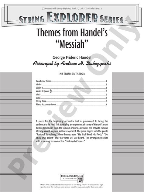 Themes from Handel's Messiah: Score: String Orchestra Score - Digital ...