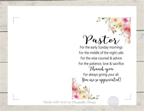 Female PASTOR Appreciation Card, PRINTABLE CARD Instant Download, Gift ...