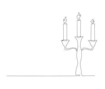 Premium Vector | Continuous one line drawing of burning candle on ...