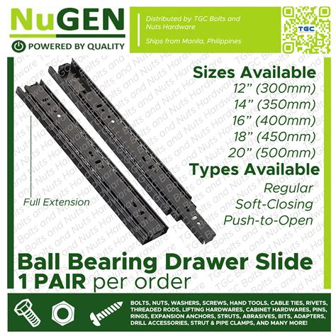 Drawer Guide 12 / 14 / 16 / 18 / 20 inches Drawer Slide Full Extension ...