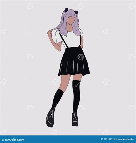 Japan Anime Cosplay, Girl Cosplay with Purple Hair Stock Vector ...