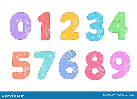 Cute Funny Numbers Vector Illustration Set Stock Illustration - Illustration of cartoon ...