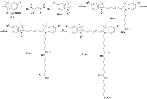 Synthesis of asymmetric cyanine dyes: 2, 10–13a R¹ = R² = H, R³ = C2H5;... | Download Scientific ...