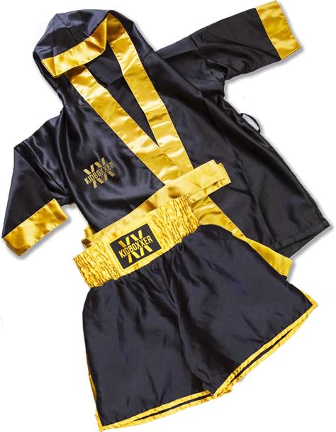 kidboXXer Baby & Kids Boxing Short & Gown Set - Uniform. Light Weight Satin Style Robe (Ages 12 ...