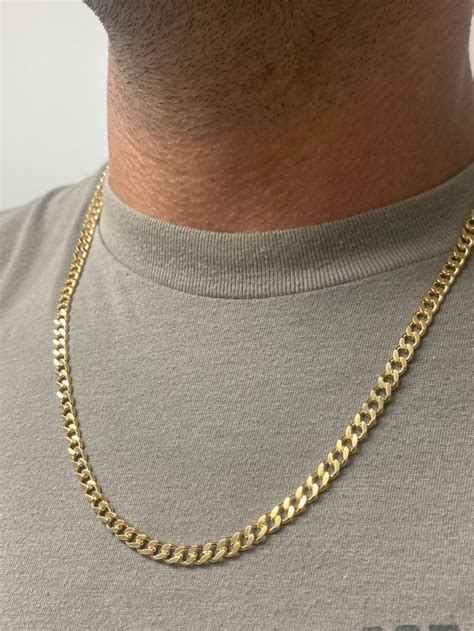 18K Gold Filled Mens Curb Chain Necklace, Gold Link Chain, Necklace for Boyfriend, Mens Jewelry ...