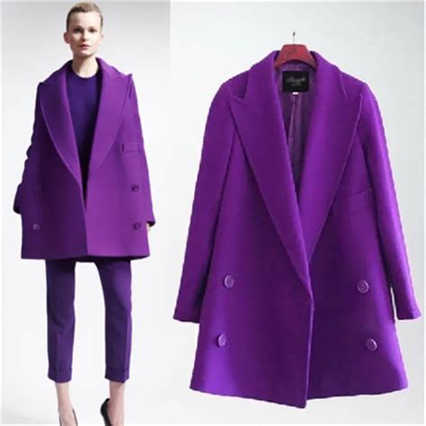 New 2015 Fashion Winter Coat Women Autumn Winter Medium Long Purple ...