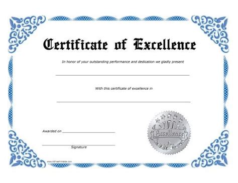 Certificate Of Excellence Template Free Download | Free throughout Free Certi… | Certificate ...