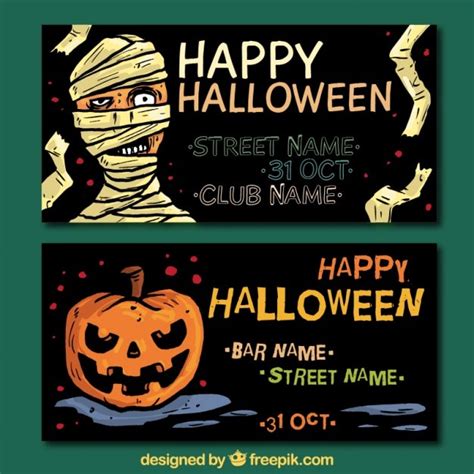 Premium Vector | Scary halloween banners