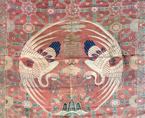 A museum grade and very rare antique imperial Chinese silk woven fabric ...