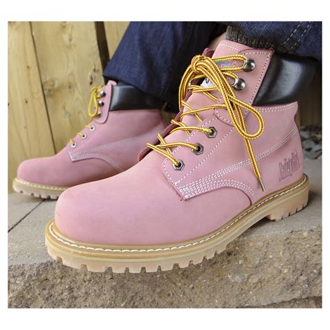 SafetyGirl Steel Toe Waterproof Womens Work Boots - Light Pink | Womens ...