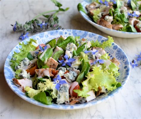 Blue on Blue! Blue Blossom Salad: Blue Cheese, Borage & Grilled Chicken ...