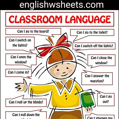 Classroom Language For Students Esl Printable Poster #classroom #language #class… | Classroom ...