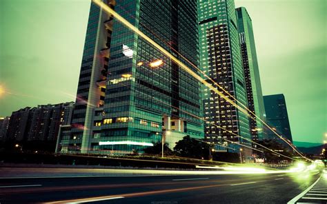 Time lapse photography of pave road near building, photography, urban, city, building HD ...