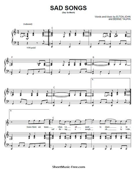 Sad Songs Sheet Music Elton John - ♪ SHEETMUSIC-FREE.COM