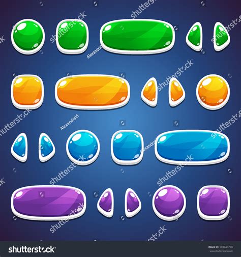 Big Set Of Colorful Cartoon Buttons Of Different Shapes For The User Interface And Web Design ...