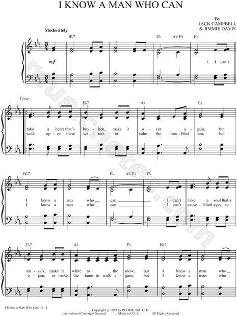 Jack Campbell "I Know a Man Who Can" Sheet Music in Eb Major - Download ...