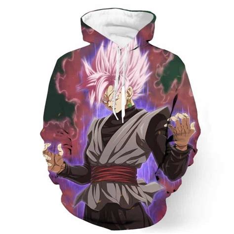 DBZ Black Goku Purple Aura Potara Fusion Cool Design Pocket Hoodie