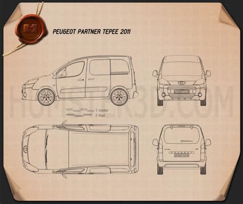 Peugeot Partner Tepee 2011 Blueprint - Hum3D